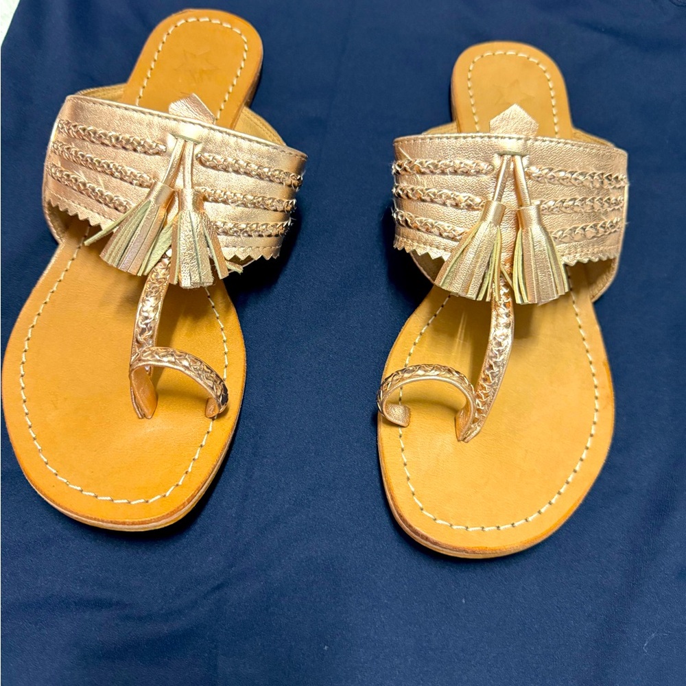 Nearly New Rose Gold Thong Sandal. Size 36.Worn 2x